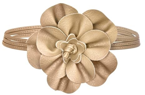 TeeYee Damen PU Leder Blumen Gürtel Boho Wickelgürtel Flechtgürtel Taillengürtel Schmaler Gürtel für Kleid Khaki