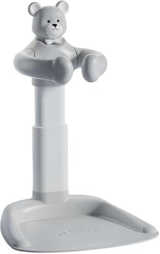 NEYYOS Baby Badewannenständer Duschständer Höhenverstellbar Zusammenklappbar - Duschhilfe Faltbar Badewanne Ständer Platzsparend, Stehhilfe - Kleinkinder Rutschfester Badeturm Badständer (Bär Grau)