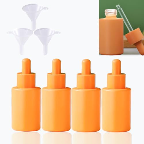 Rowcay 1 oz Glass Dropper Bottles, Pipette Bottles, Tincture Bottles with Dropper, Pink Glass Eye Dropper Bottles, Leakproof Glass Serum Bottles for Travel Essential Oils (V)