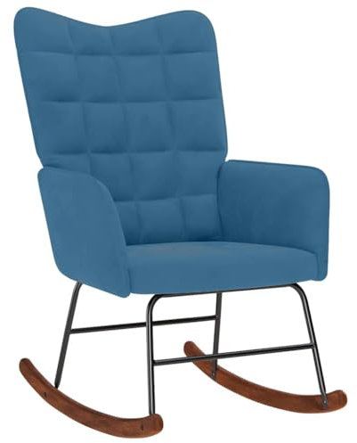vidaXL Schaukelstuhl Blau Samt, Stuhl, Wohnzimmerstuhl, Relaxsessel, Loungesessel, Loungesitz, Wippe, Relaxsessel, Samtstuhl, Samtschaukelstuhl