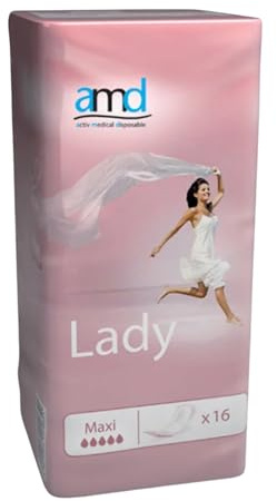 Compresas Incontinencia Mujer AMD 16 Unidades. Compresas Femeninas Tecnología Avanzada Sistema Antiolor. Absorción Maxi Compresas Perdidas de Orina.