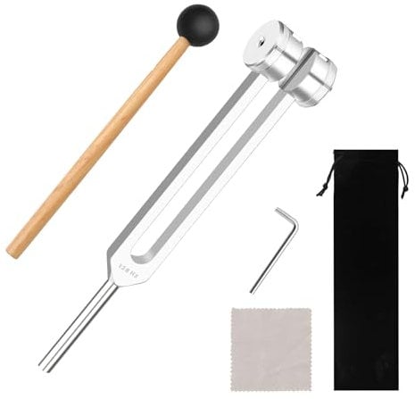 Stimmgabel Therapie, Frequenztherapie, Newellsail 128 Hz Stimmgabel Aluminiumlegierung Stimmgabel mit Silikonhammer und Reparaturwerkzeug Angebot Genaue Frequenzgang