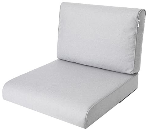 Bjird Sitzkissen 70x70 cm für Rattanmöbel – Sessel & Stühle – 2-teilig (Sitz + Rückenlehne) – Indoor & Outdoor – Wasserabweisend – Anti-Rutsch – Oeko-TEX - Asche