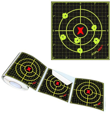 Atflbox 200 pièces Cibles de tir Autocollantes avec disques de tir fluorescents réactifs à l'impact Cibles en Papier 10,2 cm pour Les Exercices de tir au Fusil, au Pistolet et à l'airsoft