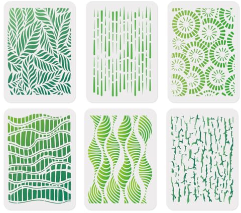 Doodlream 6 Packung Schablonen Mit Abstrakter Geometrie Textur Zum Malen | A4 Plastik Mal-Schablone Textur, DIY Dekorvorlage für Wände, Boden, Holz, Stoff, Möbel und Papier