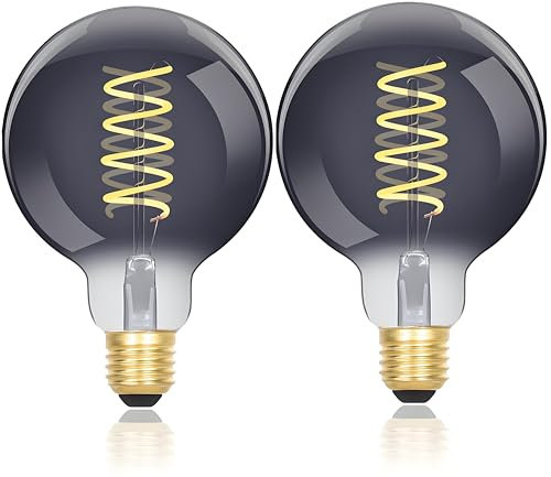 Vanpus 6W LED Edison Birne, dimmbar 2700K Warmweiß, E27 Sockel, 20000 Stunden Lebensdauer, 90+ CRI, rauchgraues Glas Vintage Lampe - 2er Pack‌