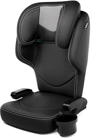 Babify Silla Coche Isofix 15-36 kg - para Niños 3-12 Años, Reposacabezas Ajustable 12 Posiciones, Portavasos Extraíble, Plegable, Funda Lavable, Cumple R129 UE, Negro