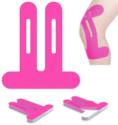 FDEETY 10 Stück Kinesiologisches Band Knie Tape Gesicht Falten Precut Kinesiotapes Knie Kinesiologie Tape Physio Tape Patella Band Vorgeschnittenes Muskeltape (Rose)
