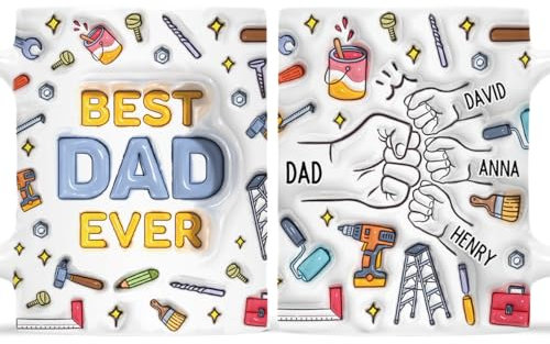 Personal Chic Custom Mug Name - Best Dad Ever - Personalised dad Gifts, Father Day Cup, Grandad Personalised Gifts, Daddy Gift, dad Gifts from Kids, Mug Fathers Day