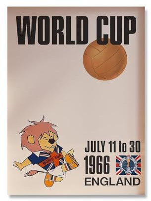 ZZYGGN GMGSW England 1966 World Cup Soccer Poster Football Wall Art England 1966 World Cup Canvas Prints Retro Painting for Home Decor Picture 50x75cm No Frame
