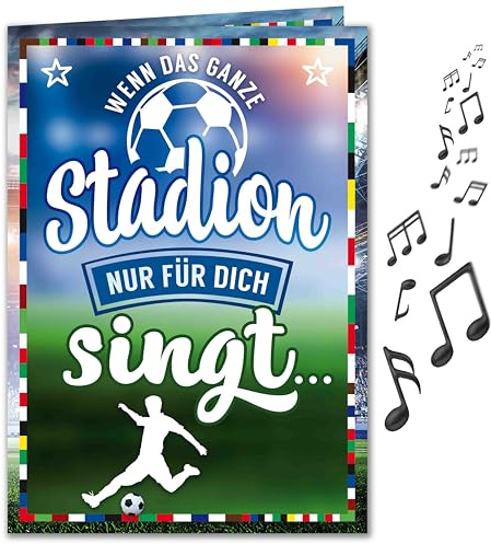 bentino MUSIK Geburtstagskarte KidsCards Fussball, Glückwunschkarte für Kinder zum Kindergeburtstag