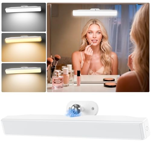 Draome Makeup Mirror Lights Stick On, 4000mAh Rechargeable Vanity Lights | Dressing Table Lights with Adjustable Color and Brightness, Touch Make Up Lights Portable Light for Mirror Vanity Bathroom