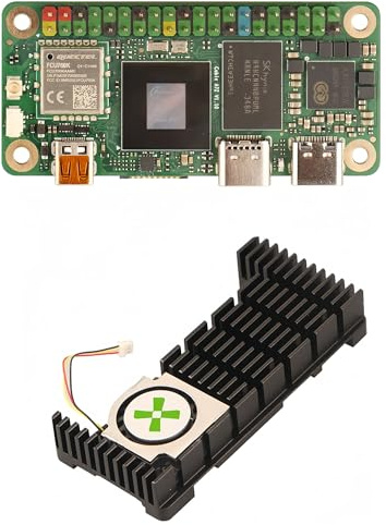 Radxa Cubie A7Z Single Board Computer mit Allwinner Octa-Core CPU, Dual-Display, RISC-V Coprozessor, inklusive Aluminium Kühlkörper 6530B mit PWM Lüfter (A7Z 1GB with GPIO)