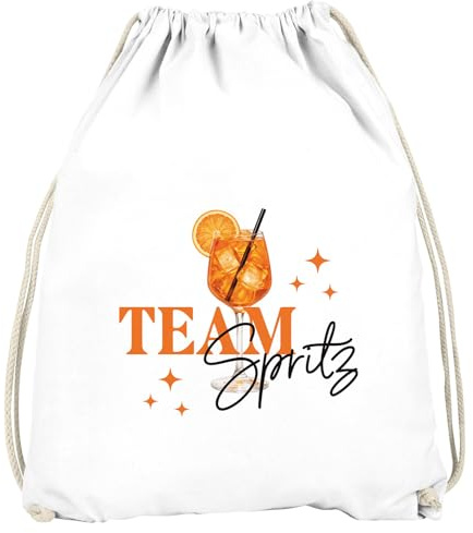 MoonWorks® Turnbeutel Spruch Lustig - Team Spritz - Gruppenoutfit Gadget Accessoires Party JGA Fasching Karneval Gymbag Weiss unisize