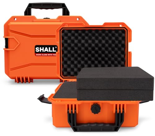 Shall Universal Kamera Koffer L, wasserdicht Staubdicht Schockfest, mit Schaum-Einlagen, für Kamera, Objektiv, Elektronik, Messgeräte, fotokoffer, kamerakoffer, Orange, 35×29×15 cm
