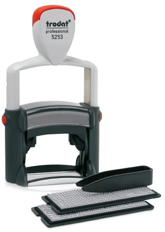 Trodat Professional 5253 Textstempel zum Selbersetzen mit Stempelkissen Pinzette Typen Schrifthöhe 3/4 mm 6 Zeilen schwarz