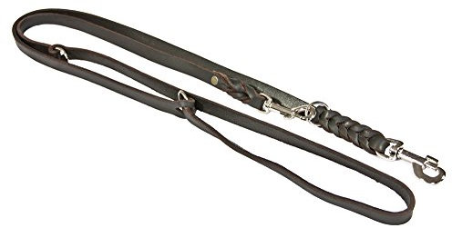 CopcoPet Hundeleine Leder 3-Fach verstellbar, Umhängeleine für große Hunde, Fettlederleine Hund geflochten – Mit Chrombeschlägen – Robust, ideal für Spaziergang, Training 3m x 18mm Braun