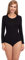 Merry Style Damen Langarm Body BD109 (Schwarz, M)