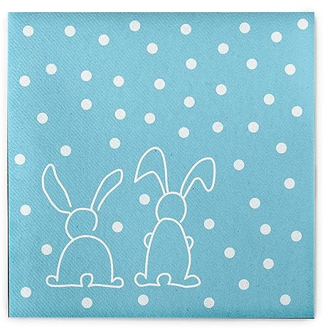 Sovie HOME Linclass® Airlaid Osterserviette RABBITS in Türkis - 40x40cm - für Osterfeste und Kinder Feiern - 12 Stück