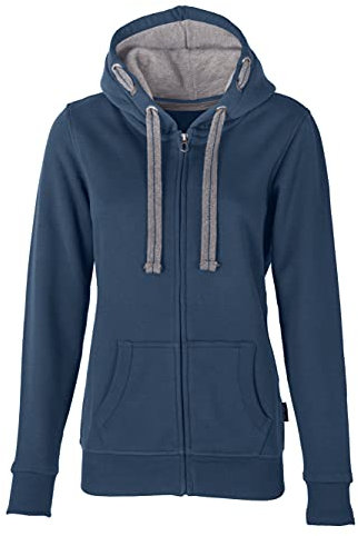 HRM Damen Hooded Jacket, denim, Gr. 4XL I Premium Kapuzenjacke Damen mit Kontrast-Innenfutter I Basic Hoodie mit Reißverschluss I Zip Hoodie I Hochwertige & nachhaltige Damen-Oberteile