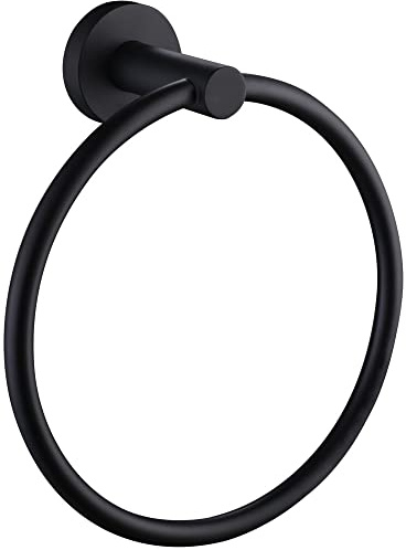 APLusee Mattschwarzer Handtuchring zur Wandmontage, Handtuchhalter für Badezimmer, massiver Edelstahl, runder Wandaufhänger