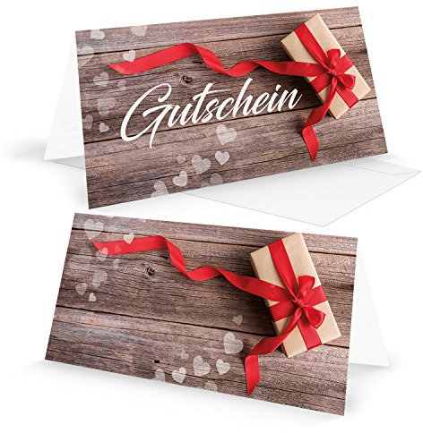 Logbuch-Verlag 10 weihnachtliche Gutscheine Herzen rot Geschenk ohne Text Geburtstag Kunden DIN lang mit Umschlag