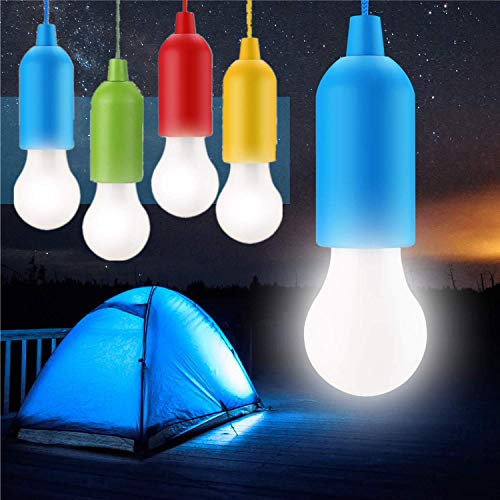 4 STÜCKE Pull Light Lampe Tragbare LED Campinglampe, Mobile Leuchte Pull-Cord Hängende Licht Ideal für Party Garten Camping Wandern BBQ Zelt Dachboden Kleiderschrank Dekoration