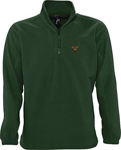 Baddery Jäger Fleece Pullover: Hirsch - Jägerbekleidung - Jagd-Kleidung - Wald Förster Pulli Sweatshirt Outdoor Pirsch Jagdausrüstung (S)