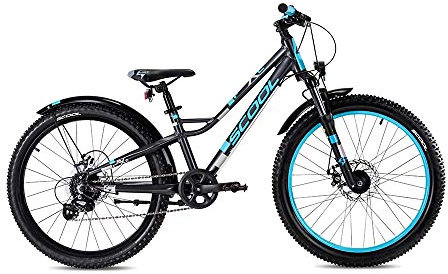 S'Cool faXe Alloy 24R 8S Kinder Mountain Bike (24, Dunkelgrau/Blau)
