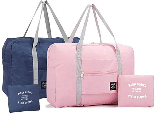 Sac de voyage pliable 2 pièces Sac fourre-tout Spirit Airlines Articles personnels Sac de sport résistant à l'eau Sacs de nuit pour homme et femme, Rose + bleu