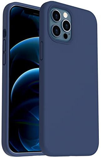 ORNARTO Shockproof Liquid Silicone Designed for iPhone 12 Pro Max Case 6.7, Gel Rubber Full Body Protection Anti-Shock Cover Case Drop Protection 6.7inch-Navy Blue