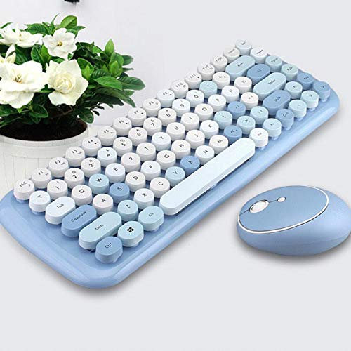 Wowlela Wireless Keyboard, Compact 84 keys Lightweight Waterproof Keyboard, Retro Style Matte Texture Typewriter Design Wireless Office Digital Keyboard for PC Laptop Smartphone iPad