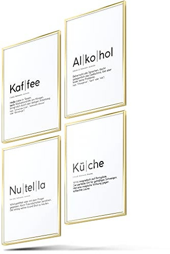 BLCKART Poster-Set Küche - moderne Wandbilder mit Sprüchen - Premium Poster für Küche und Esszimmer - Bilder zur Wanddekoration - Größe A5