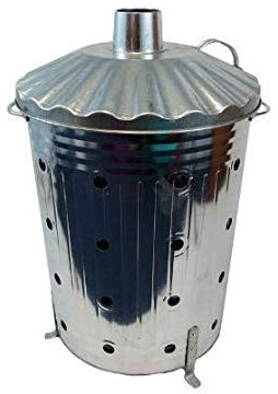 90 Litre Steel Fast Burn Incinerator Large Galvanised Metal Fire Bin Incinerator Burn Garden Rubbish, Leaves, Branches, Documents, Cardboard Fire Burning Bin for Leaves, Wood Burner Incinerator - 90L