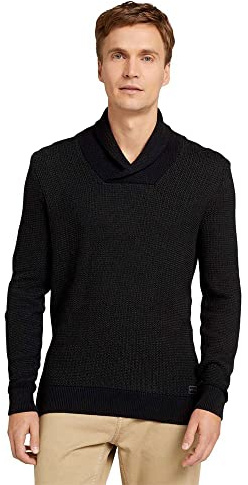 TOM TAILOR Herren 1028733 Pullover mit Schalkragen aus Bio-Baumwolle (1er Pack)