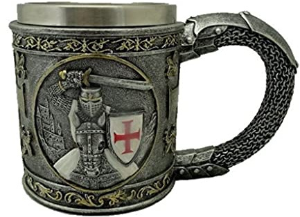 Osiris Trading UK Mittelalterlicher Stil Tempelkrug Bierglas Stein Kreuzritter Tischdekoration Ornament