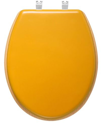 Five - Abattant WC en Bois Jaune Moutarde et Naturel