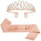 2er Set 60. Geburtstag Schärpe und Tiara Rosa Geburtstag Schärpe Geburtstag Krone 60 Geburtstagskrone Prinzessin Kristall Krone Schärpe für Frauen 60. Geburtstag Geschenke Partyzubehör