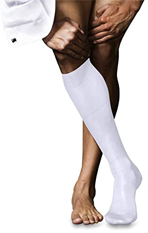 FALKE Herren Kniestrümpfe No. 9 M Kh Baumwolle lang einfarbig 1 Paar, Weiß White 2000, 45-46