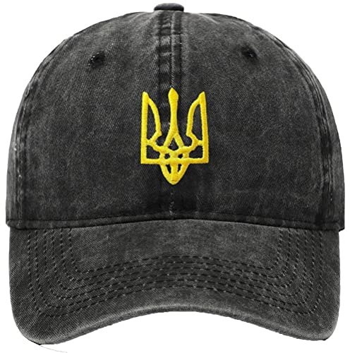 Lipfer Ukraine Baseballkappen, Baumwolle Gewaschen Verstellbare Ukrainische Sportsonne Stickerei Kopfbedeckung Für Männer Frauen Schwarz