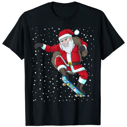 Lustiges Weihnachtsmann Skater Weihnachten Skateboard T-Shirt