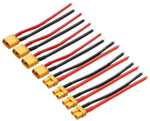 LINSYRC 4 Paires Câble Connecteur Femelle Mâle Prise XT30U XT-30 avec Fil de Silicone 15cm 16AWG pour 2S LiPo Batterie Micro FPV Drone