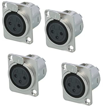 Lot de 4 adaptateurs de connecteur XLR femelle à 3 broches en métal pour montage sur panneau de micro, prise audio de type D