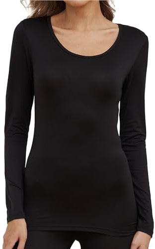 The Essentials Wardrobe Ladies TEW Long Sleeve Thermal Top - Black - 20-22