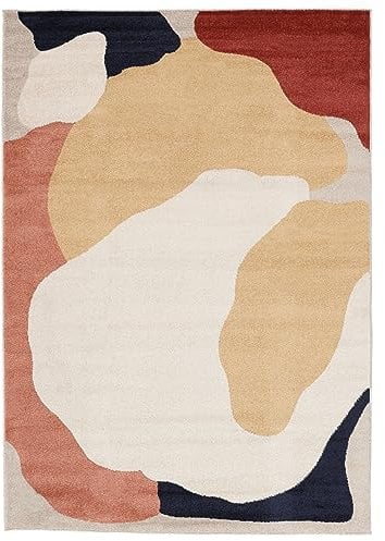 RugVista Big Sur, Alfombra Moderna, Pelo Corto, 160 x 230 cm, Rectangular, Calidad cert. Oeko-Tex Standard 100, Polipropileno, Pasillo, Dormitorio, Cocina, Salón, Despacho, Amarillo/Crema Beige