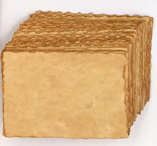 Vintage Antikpapier Karten A6+ 20 St. - schwerer handgearbeiteter Hadern Büttenkarton mit echtem fransigen Antikrand, teegefärbt (kein Druck), auch Postkarte