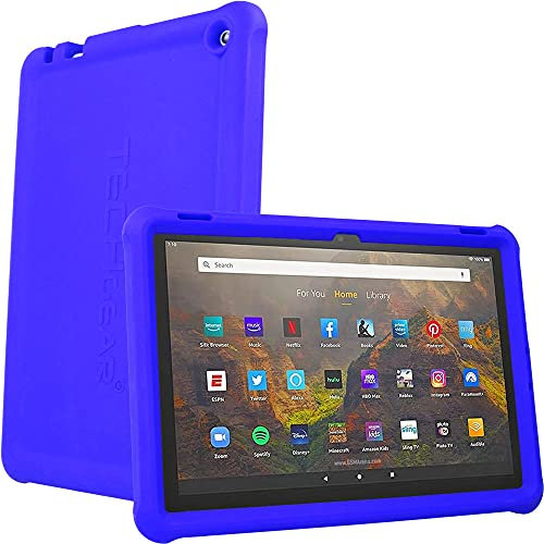 TECHGEAR Funda protectora para todos los Amazon Fire HD de 10 pulgadas / HD 10 Kids de 13ª generación/2023, resistente a prueba de golpes, silicona suave, fácil agarre con protector de pantalla [azul]