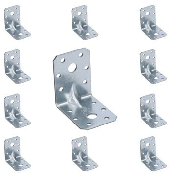 10 Stück Winkelverbinder - Winkel Metall - Stahlwinkel verzinkt - Winkel Weiss - Bauwinkel - Sturmwinkel - Winkelblech Montagewinkel Eisenwinkel - Winkelverbinder (60x60x45x2,0)