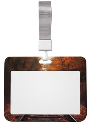 Porte-badge avec cordon - Motif piste d'automne - Pour infirmière, médecin, bureau, nom et carte de crédit - 10 x 8 cm