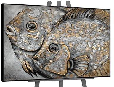 YS-Art Acrylbild Zauber der goldenen Tiefen handgemaltes abstraktes Bild